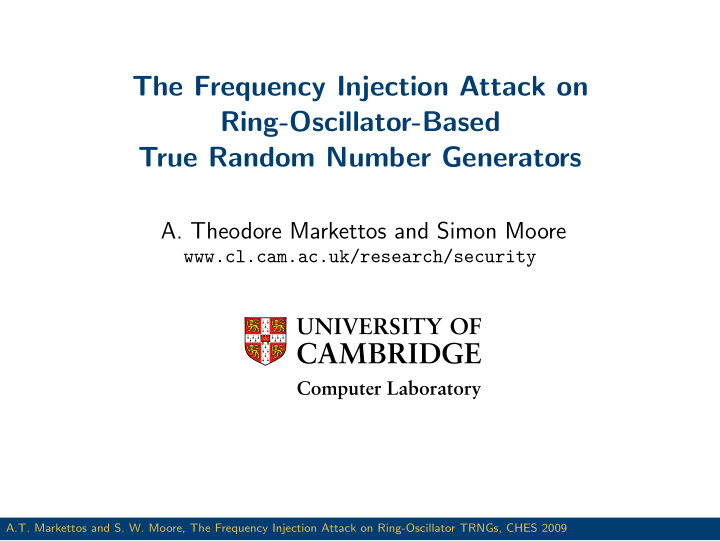 the frequency injection attack on ring oscillator based