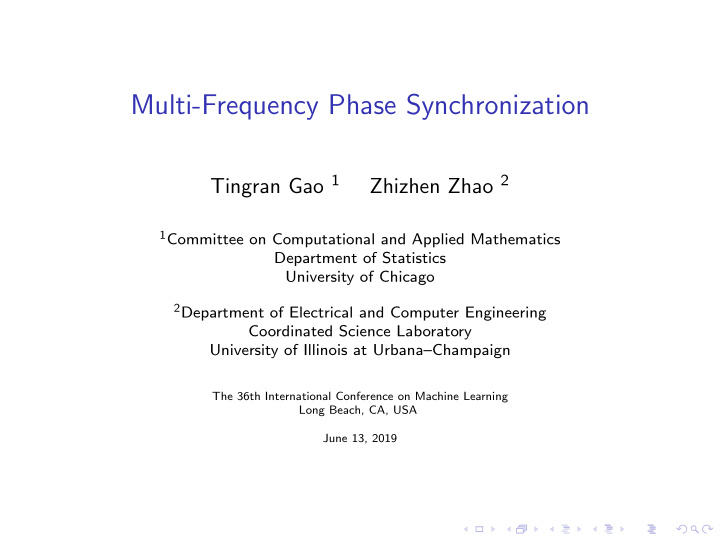 multi frequency phase synchronization