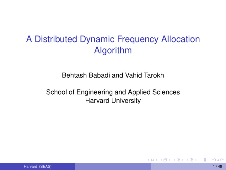 a distributed dynamic frequency allocation algorithm