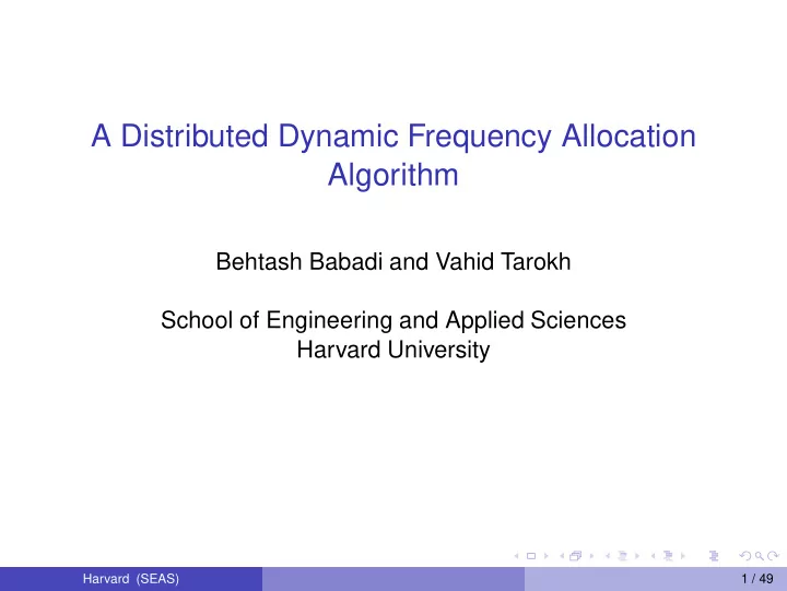 a distributed dynamic frequency allocation algorithm