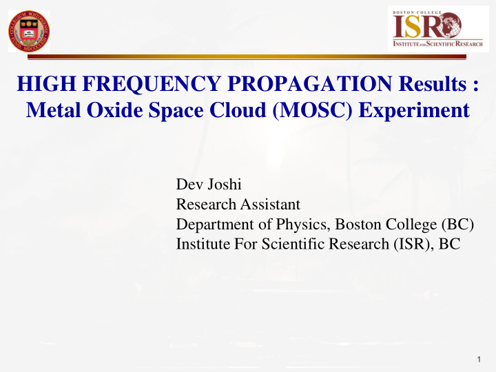 high frequency propagation results metal oxide space