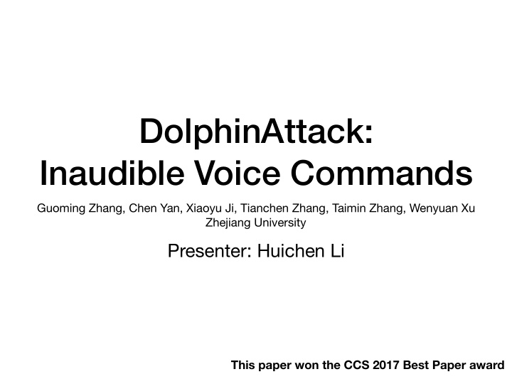 dolphinattack inaudible voice commands