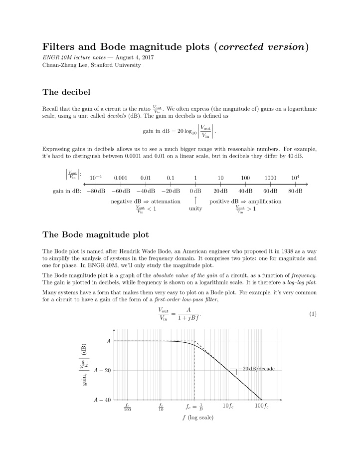 filters and bode magnitude plots corrected version