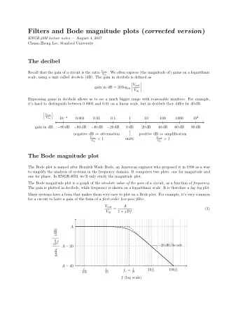 Filters and Bode magnitude plots ( corrected version ) ENGR 40M lecture notes  August 4, 2017