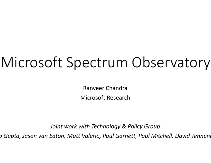 microsoft spectr rum observatory