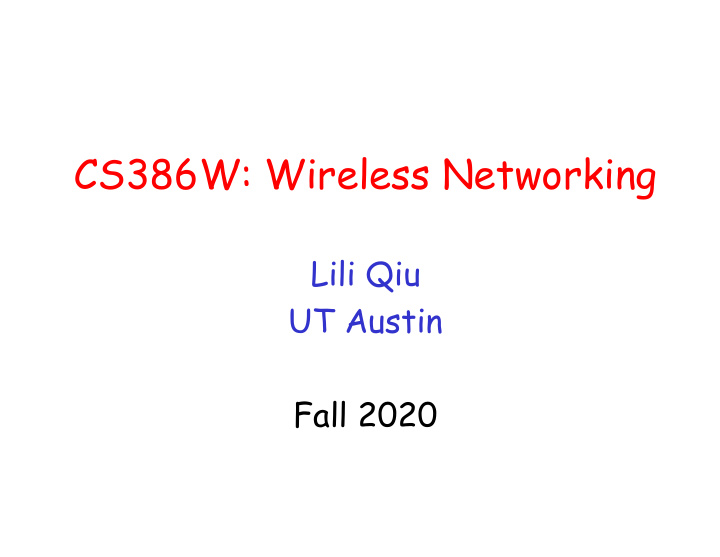 cs386w wireless networking