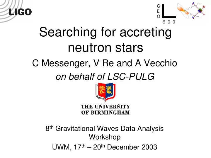 searching for accreting neutron stars