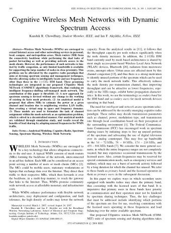 W  IRELESS Mesh Networks (WMNs) are envisaged to  nario, in which the entire frequency ranges are