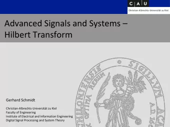 Hilbert Transform  Gerhard Schmidt  Christian-Albrechts-Universitt zu Kiel  Faculty of
