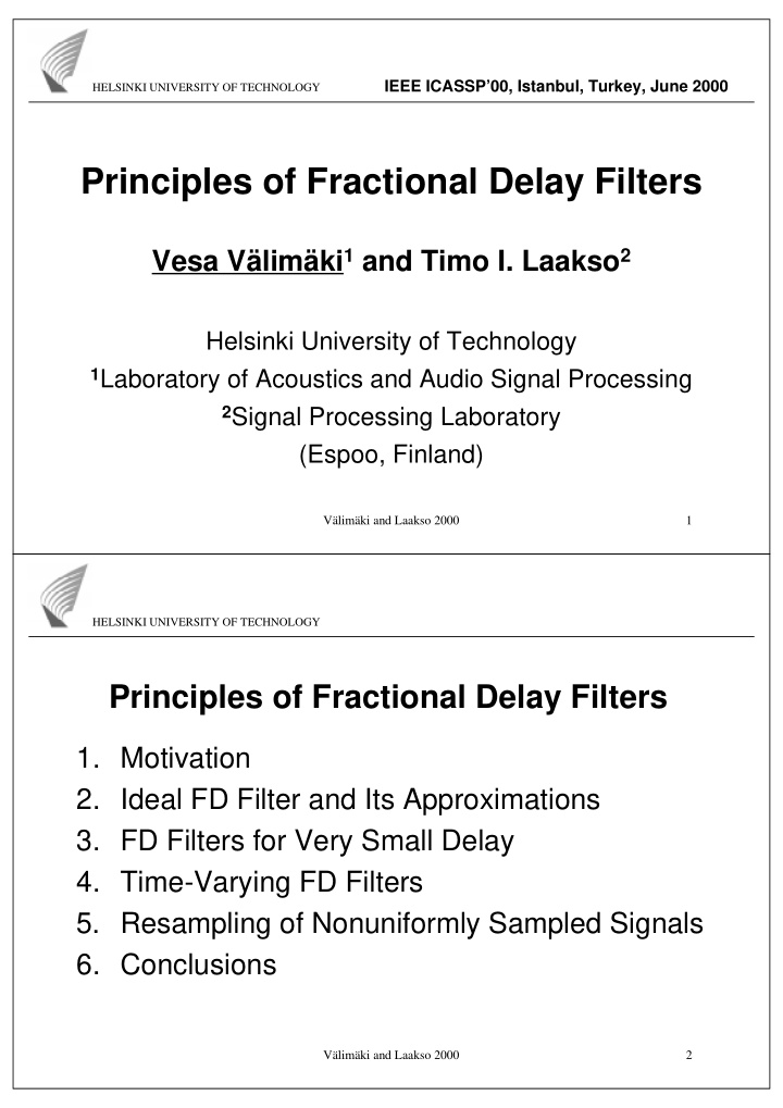 principles of fractional delay filters