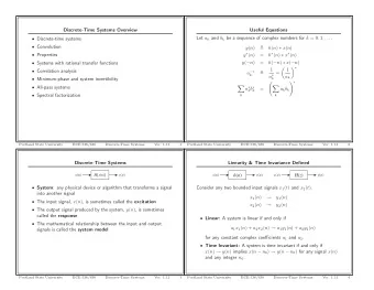 h ( n ) H ( z ) x ( n ) H [ x ( n )] y ( n ) x ( n ) y ( n ) x ( n ) y ( n )  System : any