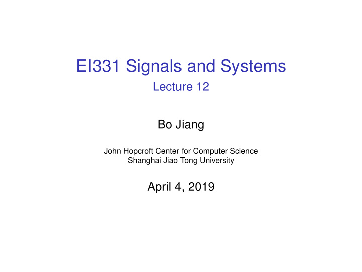 ei331 signals and systems