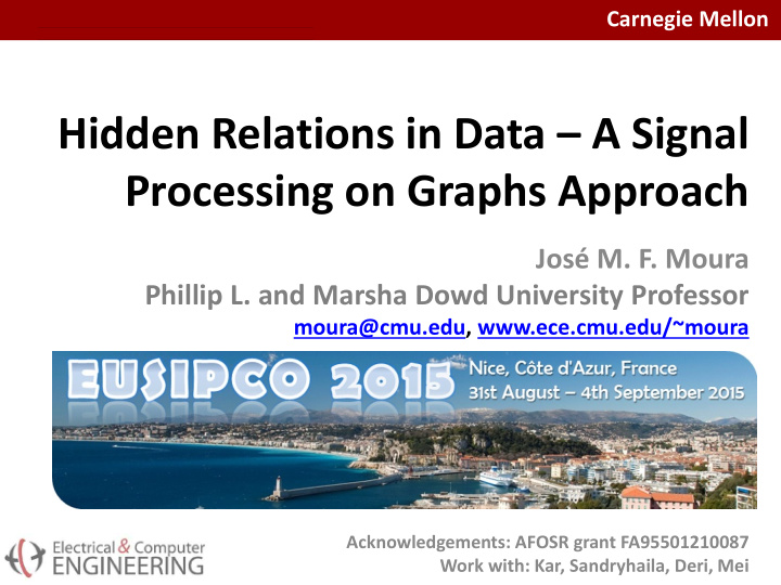 hidden relations in data a signal processing on graphs