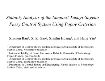 Stability Analysis of the Simplest Takagi-Sugeno  Fuzzy Control System Using Popov Criterion