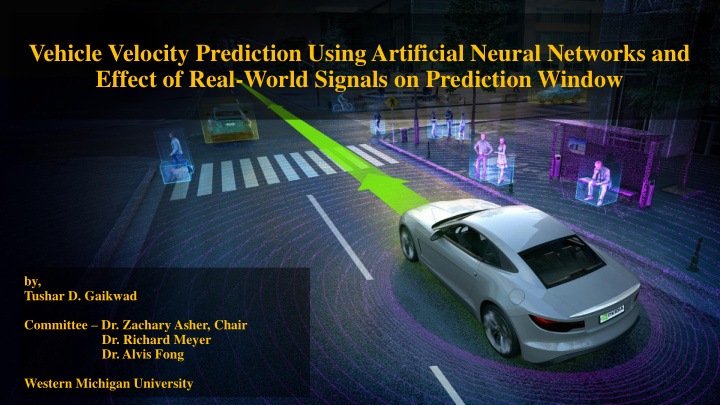 vehicle velocity prediction using artificial neural