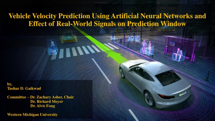 vehicle velocity prediction using artificial neural