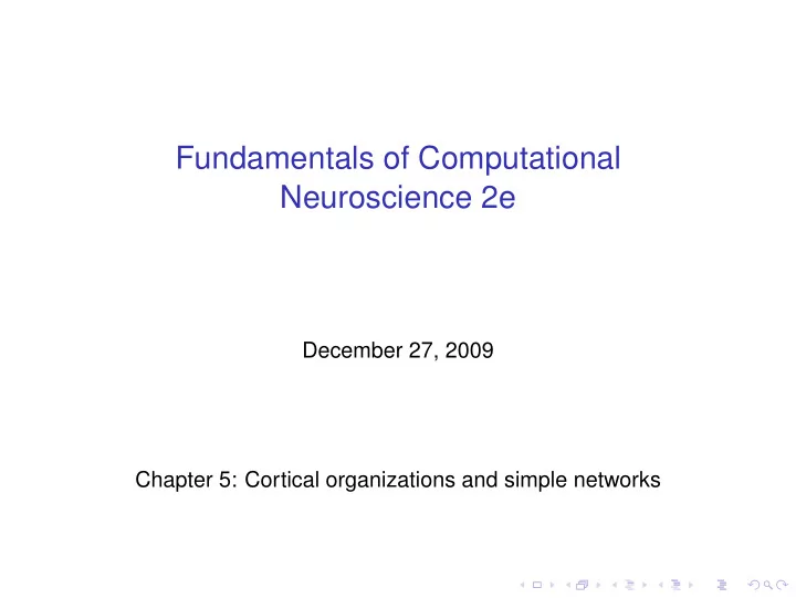 fundamentals of computational neuroscience 2e