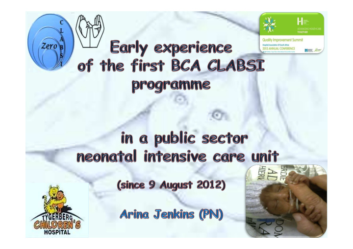 1 v programme targets newborns admi0ed to 12 bed nicu tch