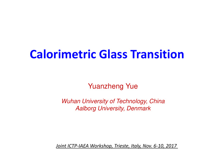 calorimetric glass transition