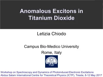 Anomalous Excitons in  Titanium Dioxide  Letizia Chiodo  Campus Bio-Medico University  Rome, Italy