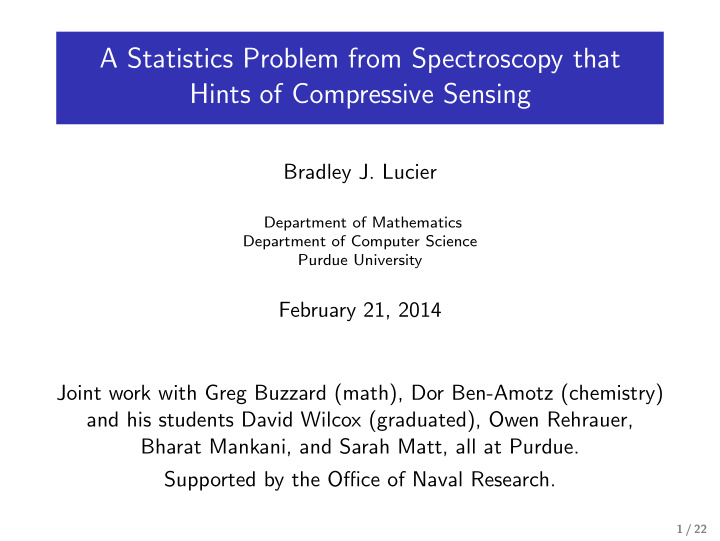 a statistics problem from spectroscopy that hints of
