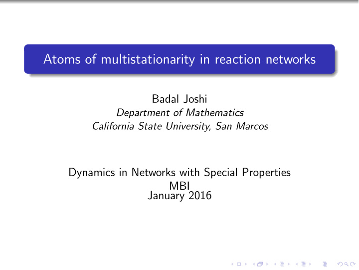 atoms of multistationarity in reaction networks