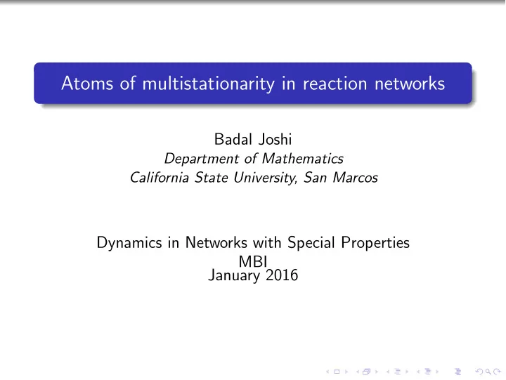 atoms of multistationarity in reaction networks