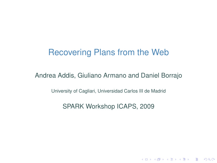recovering plans from the web
