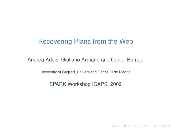 recovering plans from the web