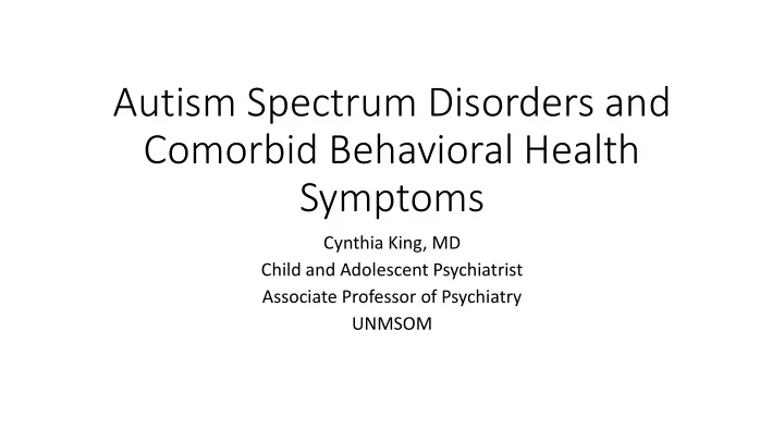 autism spectrum disorders and