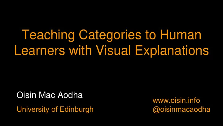 teaching categories to human learners with visual