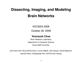 Dissecting, Imaging, and Modeling  Brain Networks  KOCSEA 2008  October 26, 2008  Yoonsuck Choe