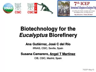 Biotechnology for the Eucalyptus Biorefinery  Ana Gutirrez, Jos C del Ro  IRNAS, CSIC,