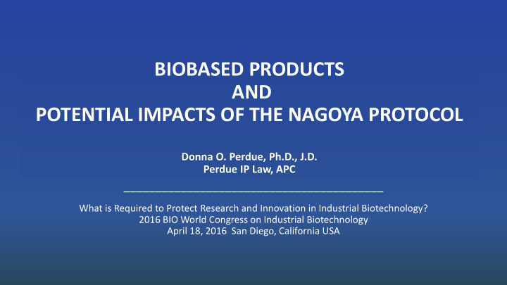 potential impacts of the nagoya protocol