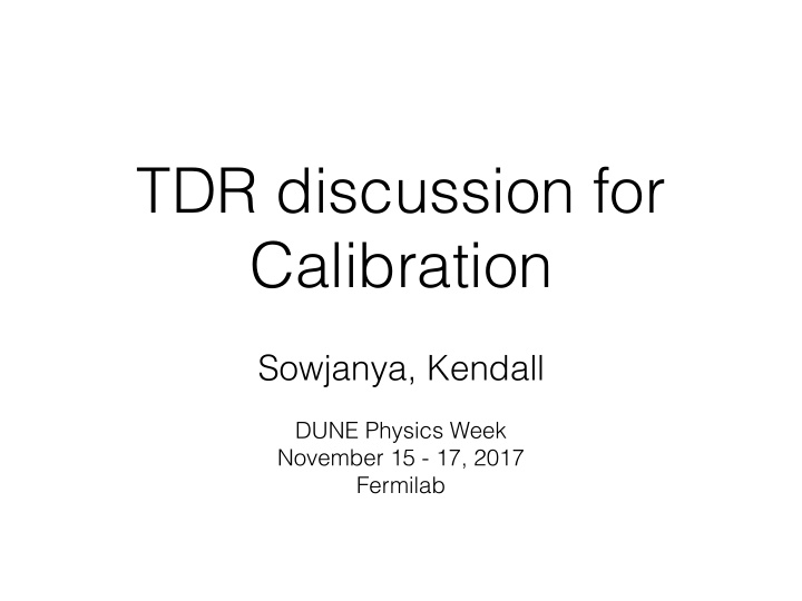 tdr discussion for calibration