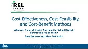 Cost  st-Effect  ctiveness,  ss, C  Cost-Feasib  ibilit  ility,  and Co  Cost-Bene  nefit Metho