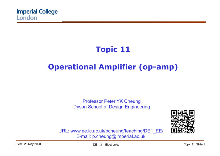 topic 11 operational amplifier op amp