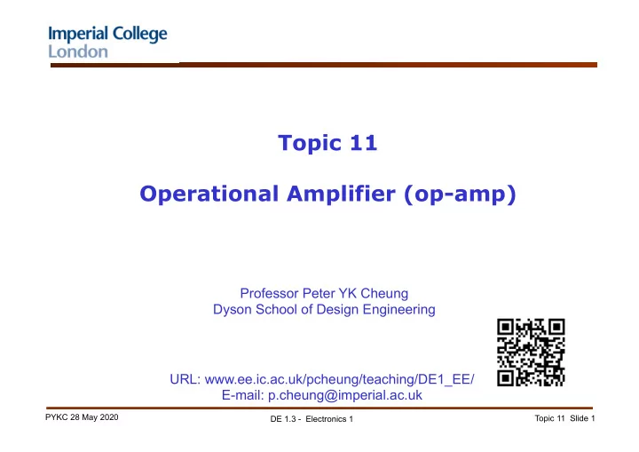 topic 11 operational amplifier op amp