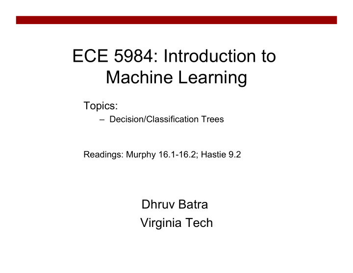 ece 5984 introduction to machine learning