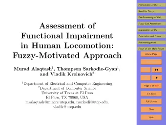 Assessment of  Fuzzy Gait Assessment . . .  Explanation of the . . .  Functional Impairment