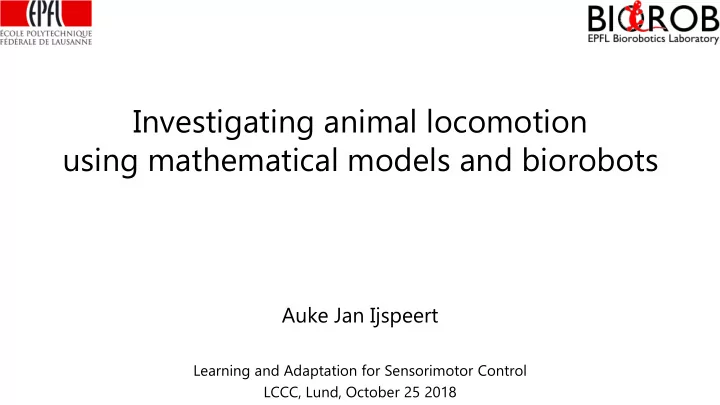 investigating animal locomotion