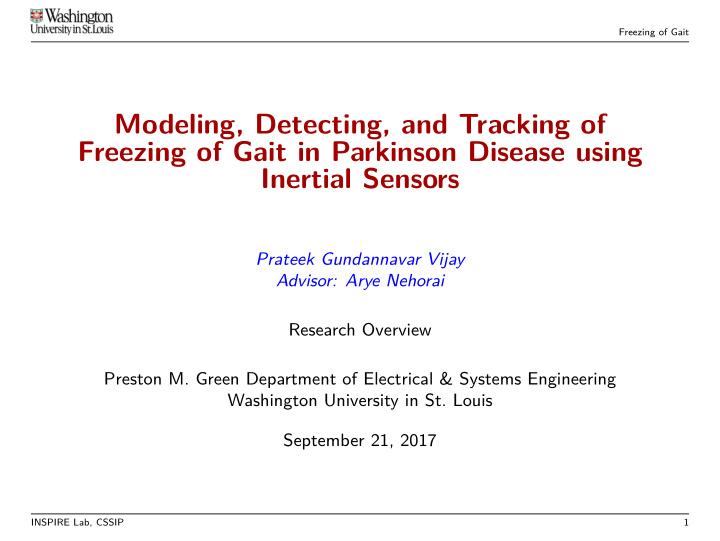 modeling detecting and tracking of freezing of gait in