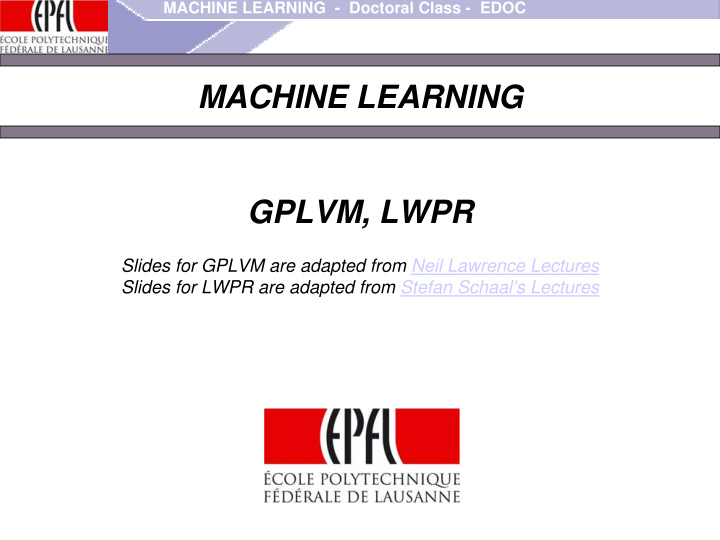 machine learning gplvm lwpr