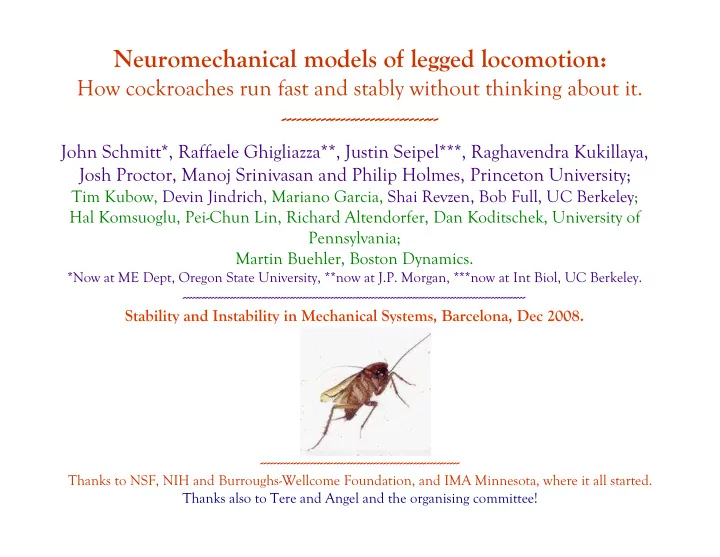 neuromechanical models of legged locomotion