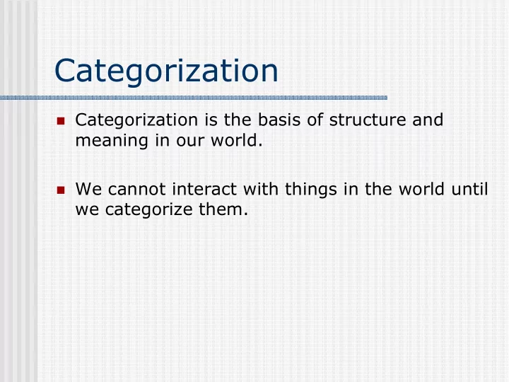 categorization