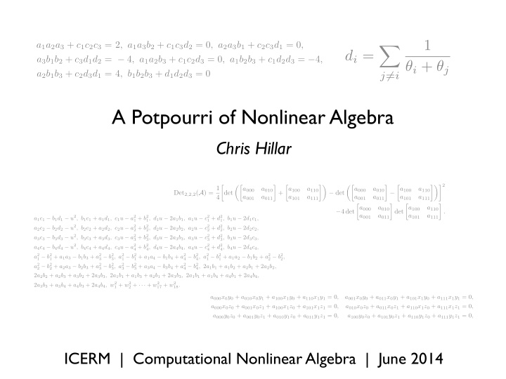 a potpourri of nonlinear algebra