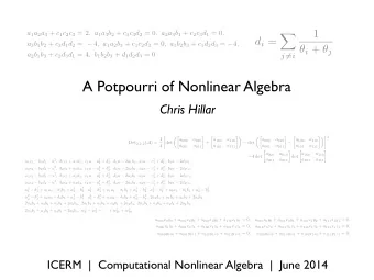 A Potpourri of Nonlinear Algebra  Chris Hillar  2 Det 2 , 2 , 2 ( A ) = 1