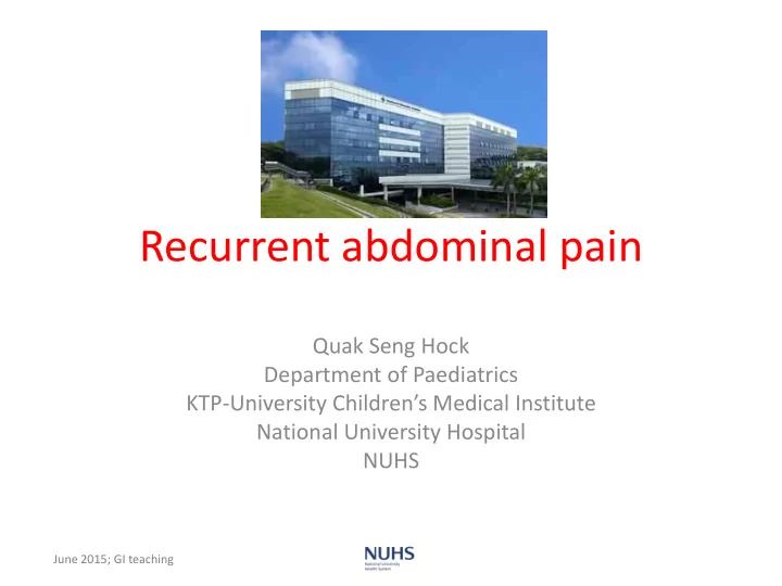 recurrent abdominal pain