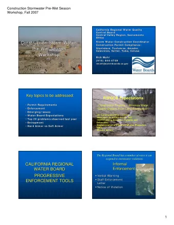 Construction Storm Water  Construction Storm Water  Storm  W ater Construction Coordinator