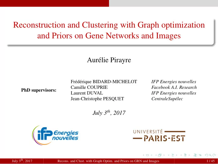 reconstruction and clustering with graph optimization and